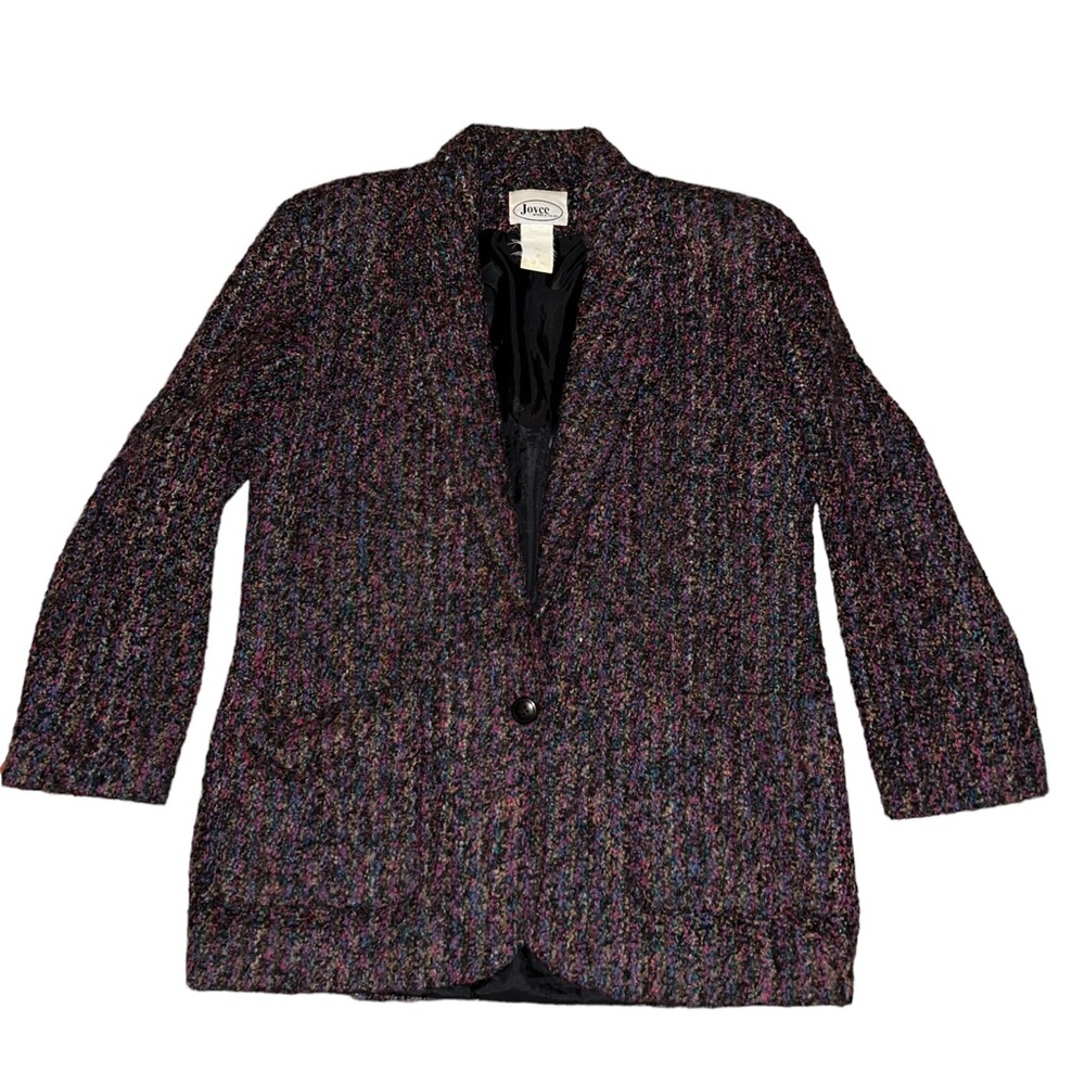 Joyce Purple Wool Tweed Blazer Vintage 80s Size 8 Fully Lined Made in USA